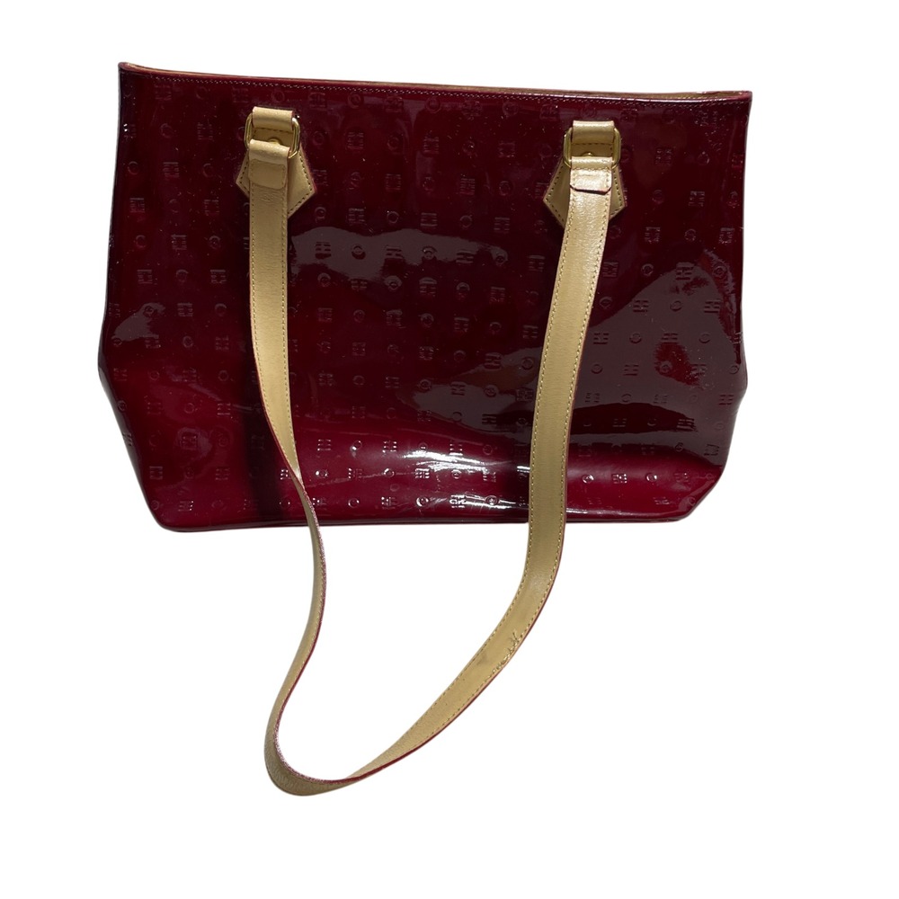 Arcadia Handbag Patent Leather Tote Polo Red Embossed Made in Italy